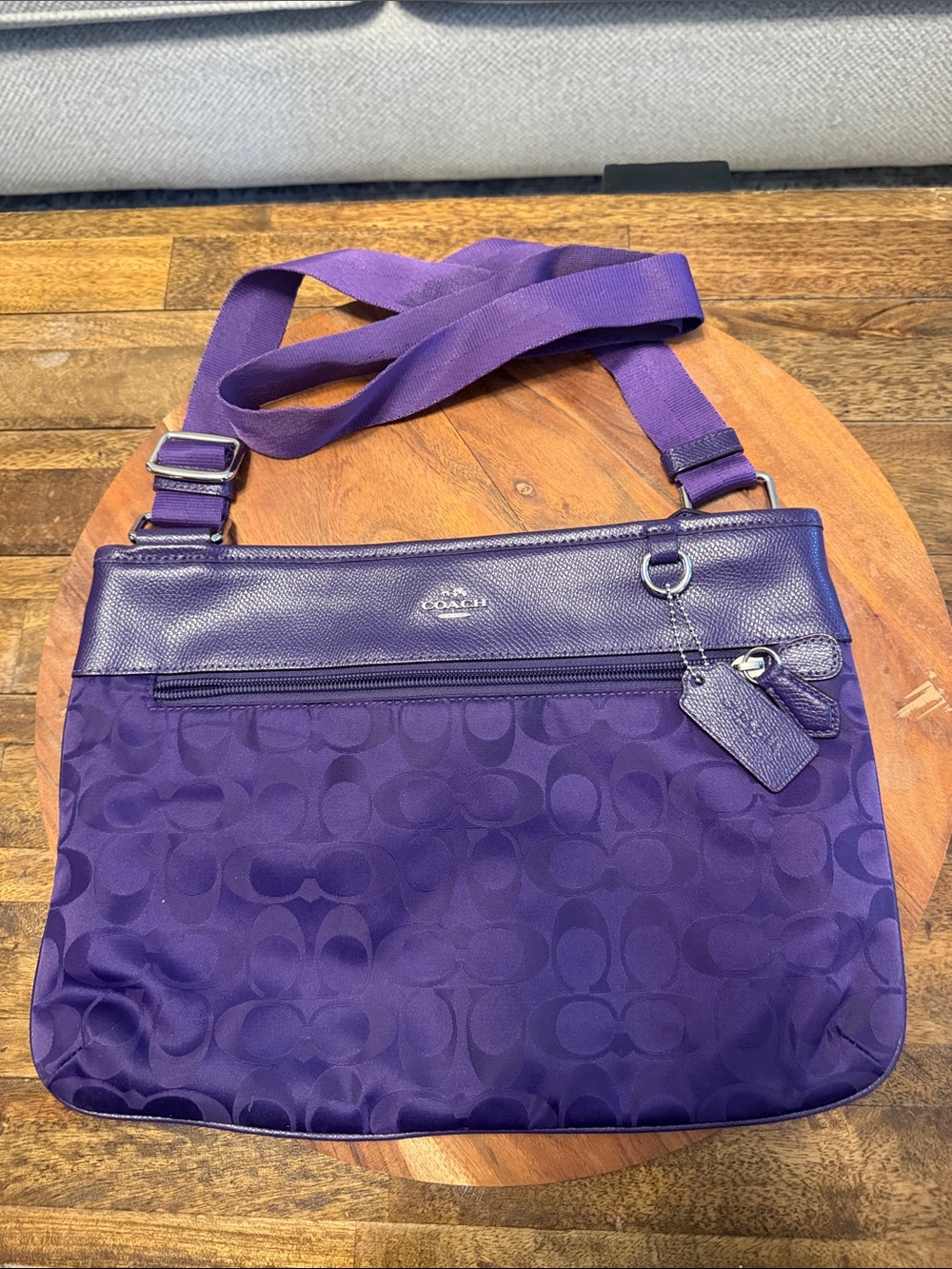 Coach Purple Signature Spencer Jacquard Crossbody Bag 33483